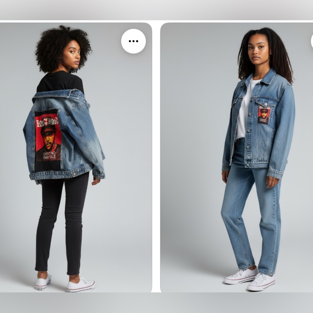 Boyz in the Hood upcycled denim jacket size 2x unisex will fit men’s L\XL - Picture 2 of 5